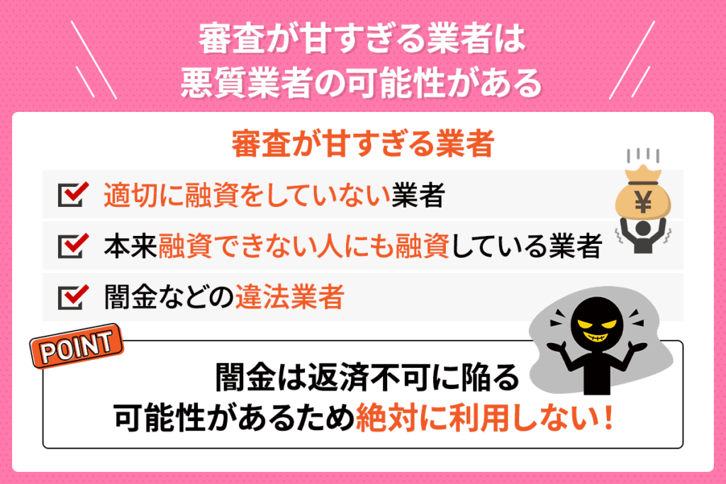カードローンの審査が甘すぎる業者は悪質業者の可能性がある