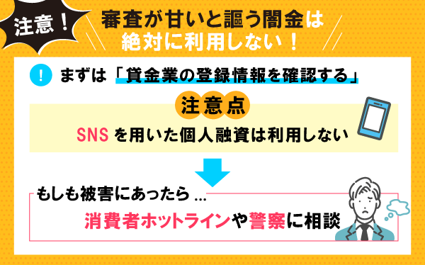 闇金の注意点とすべき行動をまとめた図解