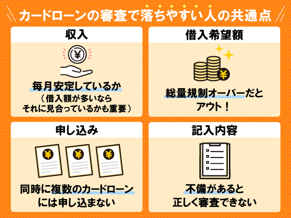 カードローン審査で落ちやすい人の共通点のまとめ