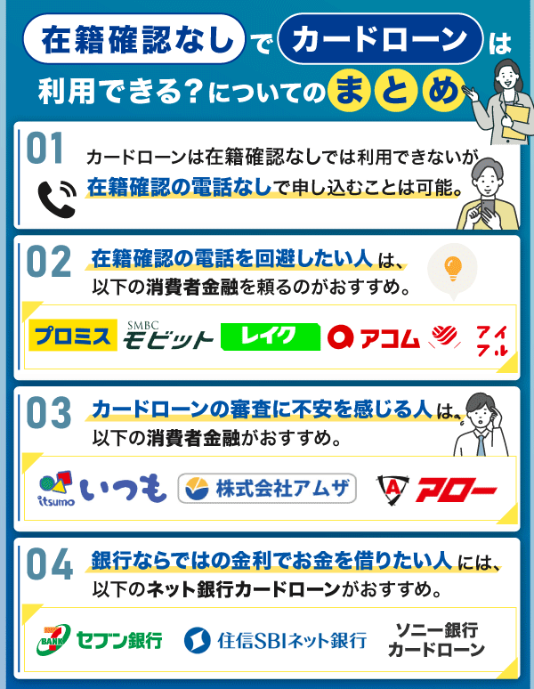 在籍確認なしでカードローンは利用できる？についてのまとめ